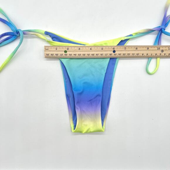 ONEONE Ariel String Bikini Bottom XS Ombre Blue Purple Lime Side Tie Cheeky - Picture 9 of 9